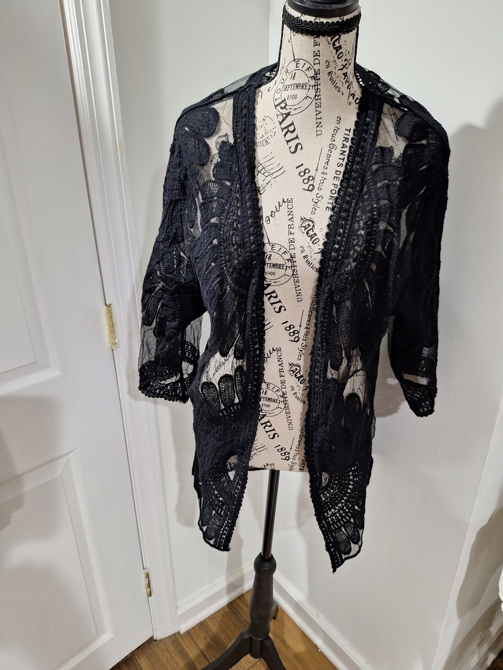 Black Lace Swim Coverup Kimono